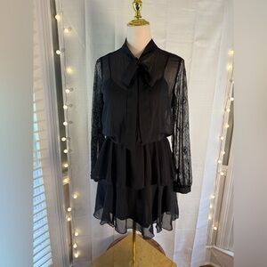 Zara Black Tiered Bishop Sleeve Sundress
